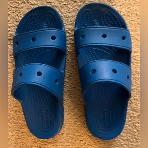 Crocs slides, blue, Womens 8, worn once